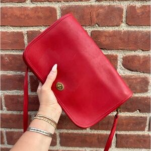 Vintage Coach RARE red genuine leather convertible clutch bag